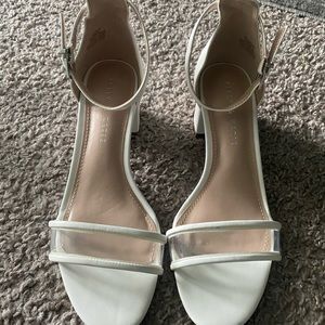 Kelly & Katie White open-toe block heels